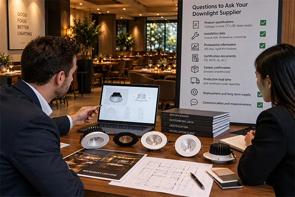 Restaurant LED downlight supplier evaluation LED downlight selection supplier evaluation for restaurant lighting procurement