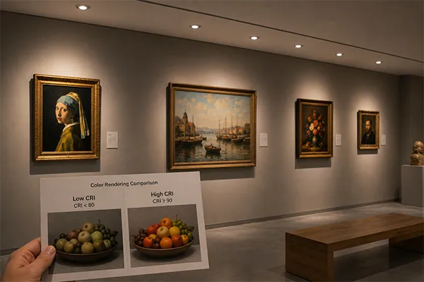 High CRI LED downlights for art display applications and color rendering
