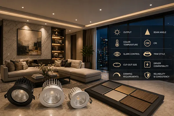 LED downlight specifications for luxury residential project procurement