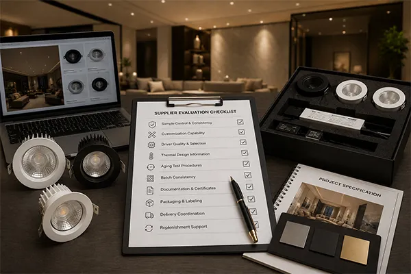 Supplier evaluation for LED downlights for luxury residential projects