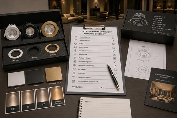 Luxury residential LED downlight sample approval and procurement checklist