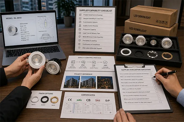 Apartment downlight supplier evaluation LED downlights for apartment developers supplier evaluation and quality documents