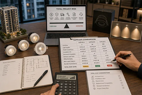Apartment LED downlight procurement risk Total project risk evaluation for LED downlights for apartment developers