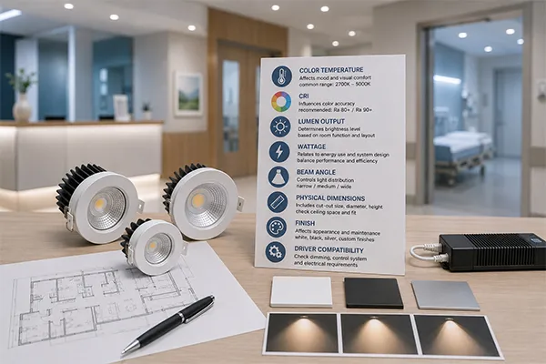 Healthcare LED downlight specifications LED downlight parameters for healthcare facility procurement
