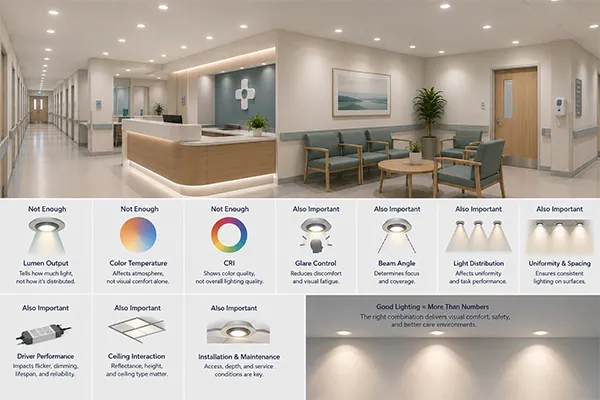 Hospital and clinic downlight glare control LED downlights for hospitals and clinics with glare control and uniform light distribution