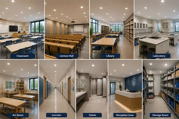 Education LED downlight applications LED downlights for schools and universities across classroom and library spaces