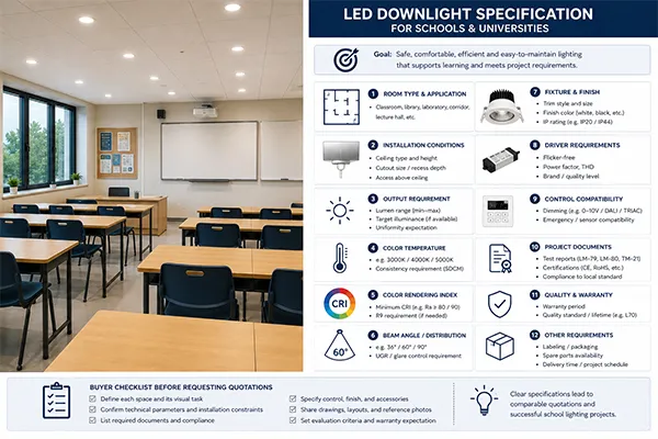 LED downlight specification for school projects LED downlights for schools and universities specification checklist
