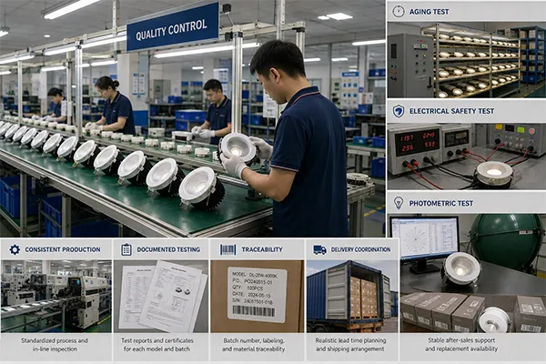 LED downlights for government buildings quality control and aging test process