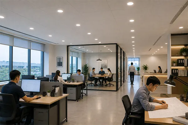 Workstation task assessment for LED downlights for industrial offices