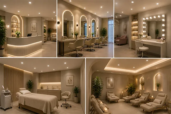 Beauty Salon and Spa Downlight Zone Planning Zone planning for LED downlights in beauty salons and spas