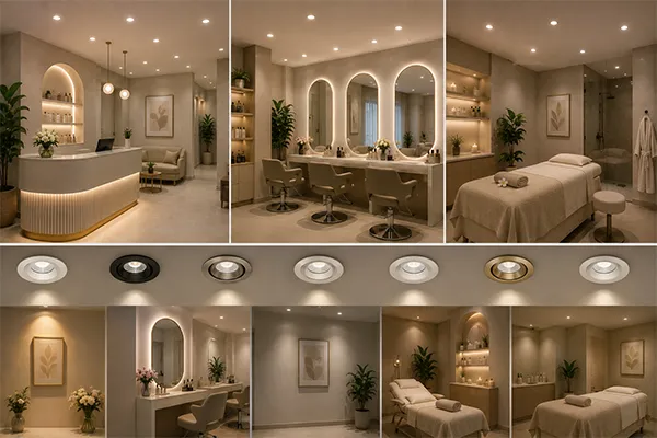 Coordinated Salon and Spa LED Downlight Range Coordinated LED downlight range for salon reception makeup and spa treatment areas
