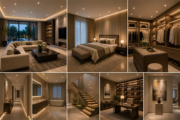 Space planning for villa LED downlights Space-by-space LED downlights for super luxury villas