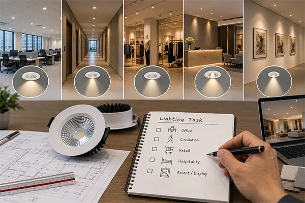 Commercial LED downlight application checklist for office retail and hospitality lighting
