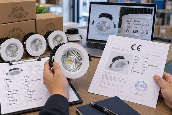 LED downlight certification matching product model wattage driver and label details