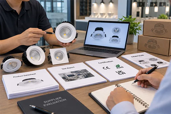 LED downlight certification supplier evaluation questions for importers and distributors