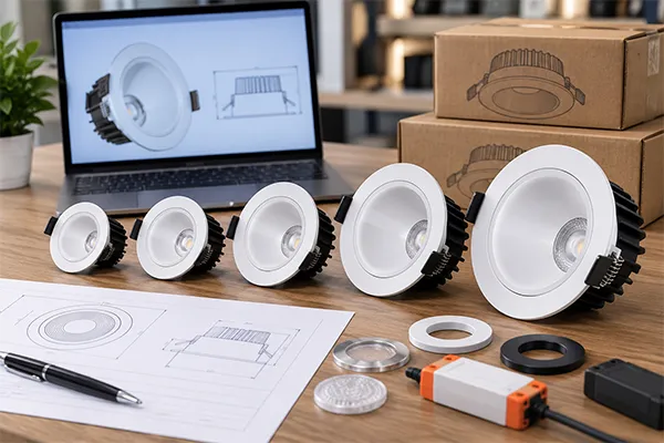 LED downlight variants affecting CE certification requirements