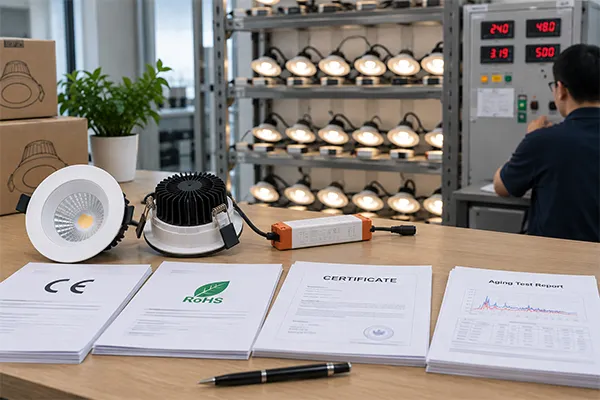 LED downlight safety standards documentation LED downlight safety standards documents and factory aging test