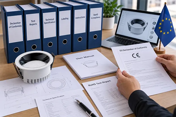 European LED Downlight Supplier Documentation Package LED downlight certification requirements in Europe supplier document package