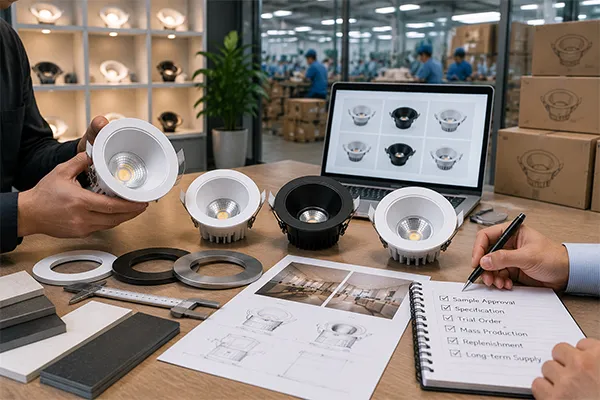 LED downlight sourcing risk management LED downlight market trends managed through sample approval and supplier consistency