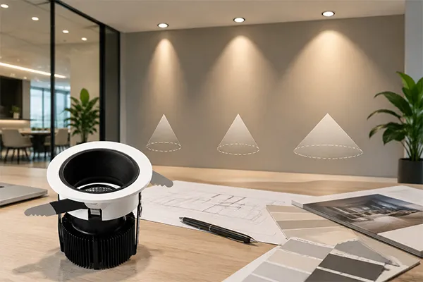 Energy efficient LED downlight specification options Energy efficient LED downlights with beam angle and lumen output options