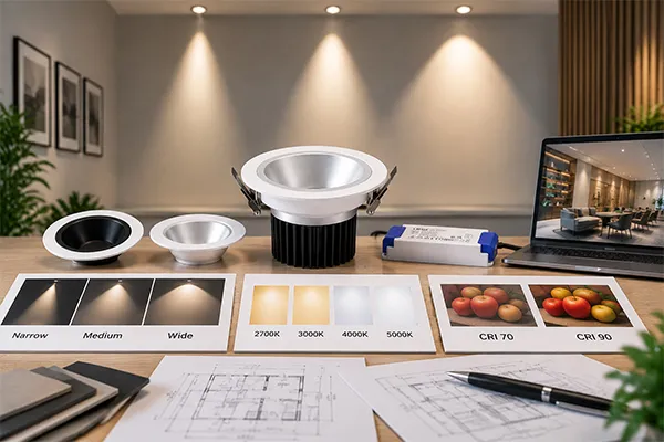 LED downlight technology performance factors beyond lumens LED downlight technology comparing beam angle CCT CRI and glare control
