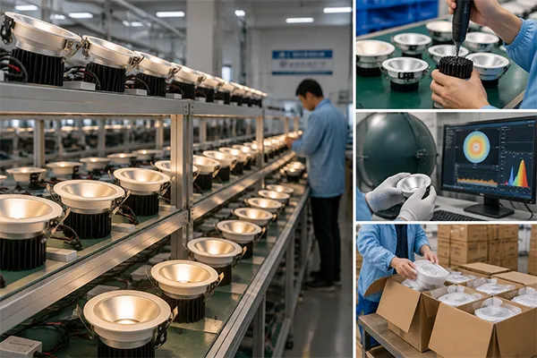 LED downlight technology manufacturing quality control process LED downlight technology quality control aging test and shipment inspection