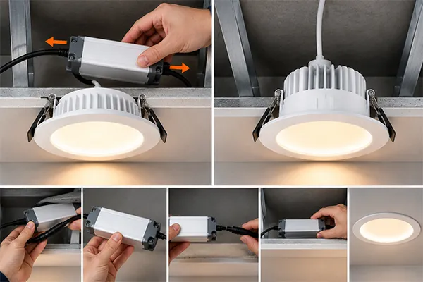 External driver replacement planning for LED downlights External driver replacement planning for LED downlight with external driver vs internal driver