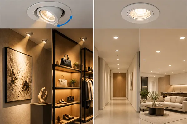 Adjustable LED downlight vs fixed LED downlight applications in retail and residential projects
