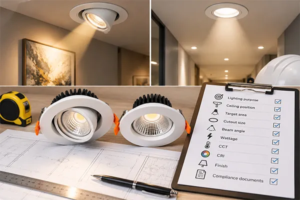 Adjustable LED downlight vs fixed LED downlight specification checklist for contractors