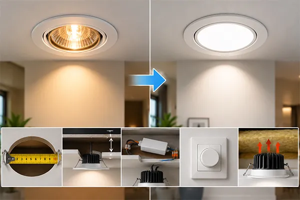 LED downlight installation compatibility with traditional halogen ceiling cutout